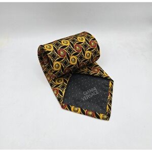 Vintage Gianni Versace‎ Tie Medusa Head Gold Baroque 100% Silk Made In Italy
